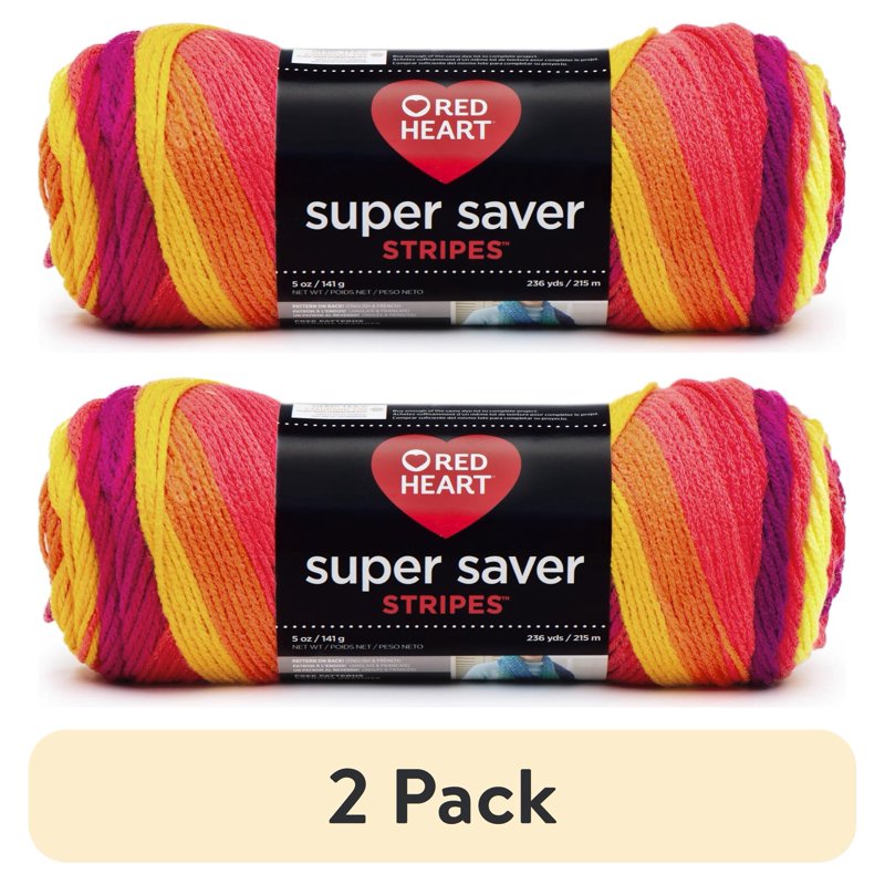 Fruity Stripe Red Heart Super Saver Worsted Acrylic Yarn 2 Pack - 5oz/142g