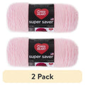 Red Heart Super Saver Worsted Acrylic Yarn Light Raspberry 2 Pack - 7oz/198g, 364yd