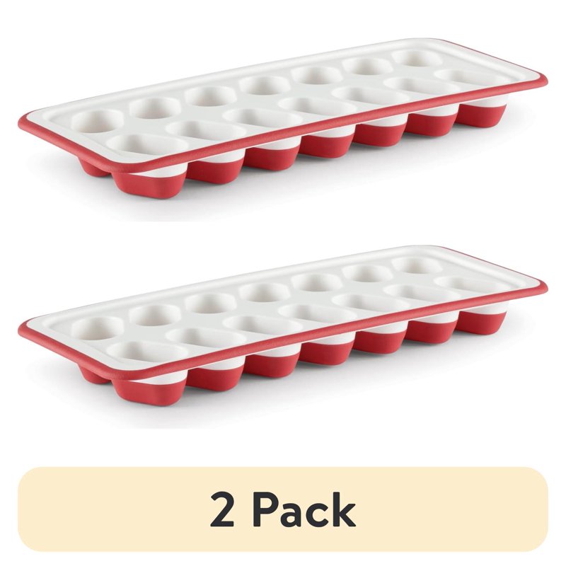 Flexible Ice Cube Tray Set - 2 Pack Red & White