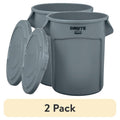 32-Gallon Trash Can with Lid - 2 Pack, Grey