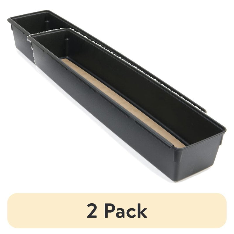 (2 Pack) Rubbermaid Black Drawer Organizer - 3 x 15 Inches, Interlocking, Non-Slip Base