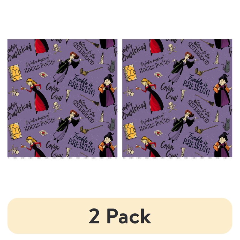 2 Pack Cotton Sewing Fabric - 18x21 Inches Hocus Pocus Trouble Brewing Design