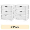 (2 Pack) Sterilite Wide 3 Drawer Storage Tower with Removable Bins - White, Home Organization