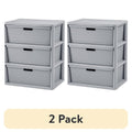 (2 Pack) Sterilite Wide 3 Drawer Storage Tower with Removable Bins - Gray, Space-Saving Organizer