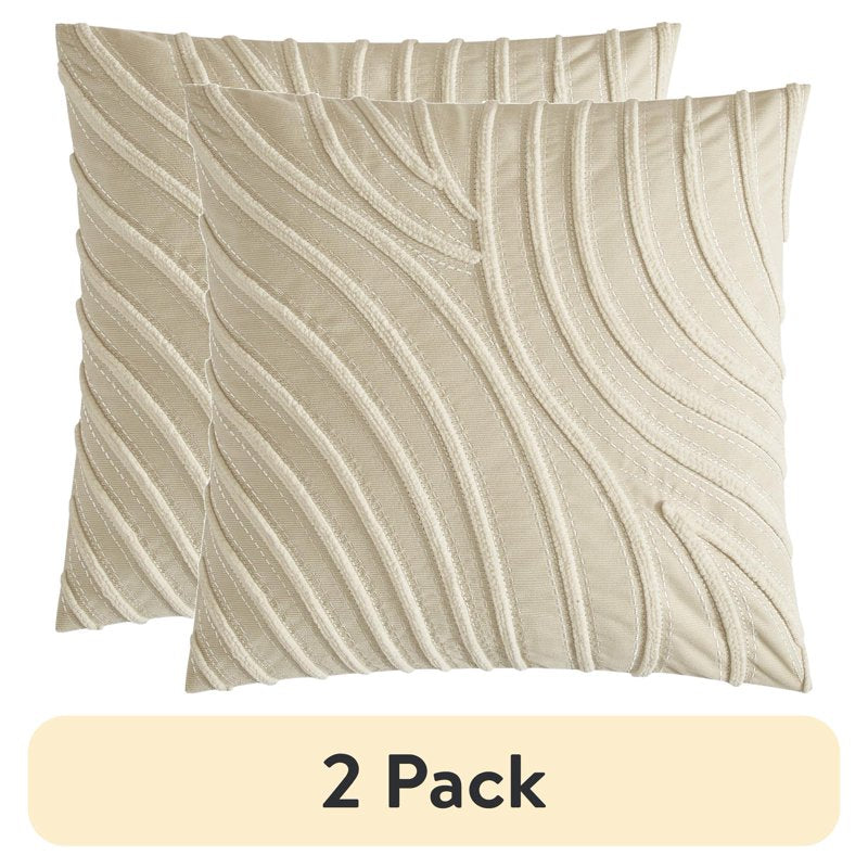 White Waves Aiden Pillow 20x20 Set of 2 Decorative Cushions for Adults - Home Decor