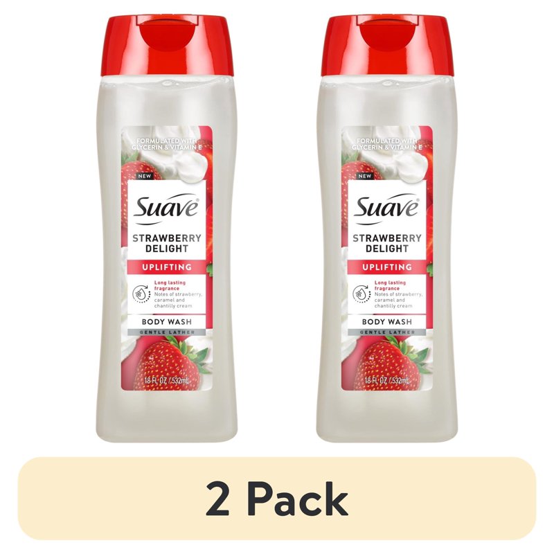 Strawberry Delight Uplifting Body Wash with Glycerin & Vitamin E - 2 Pack