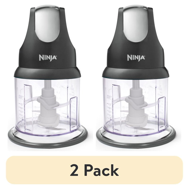 Ninja 2-Cup Food Chopper - One-Touch Pulse, Splash Guard & Storage Lid, Gray - 2 Pack