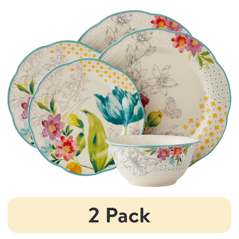 12-Piece Dinnerware Set - Blooming Bouquet - 2 Pack