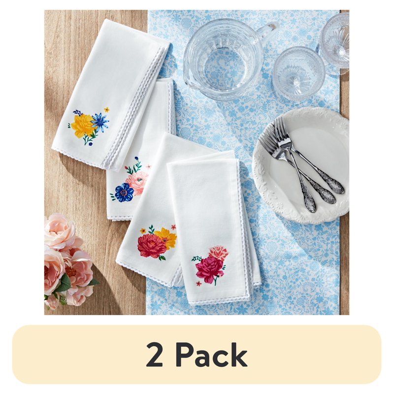 Fabric Napkin Set - 2 Pack, 20" x 20" - Multicolor Floral Design