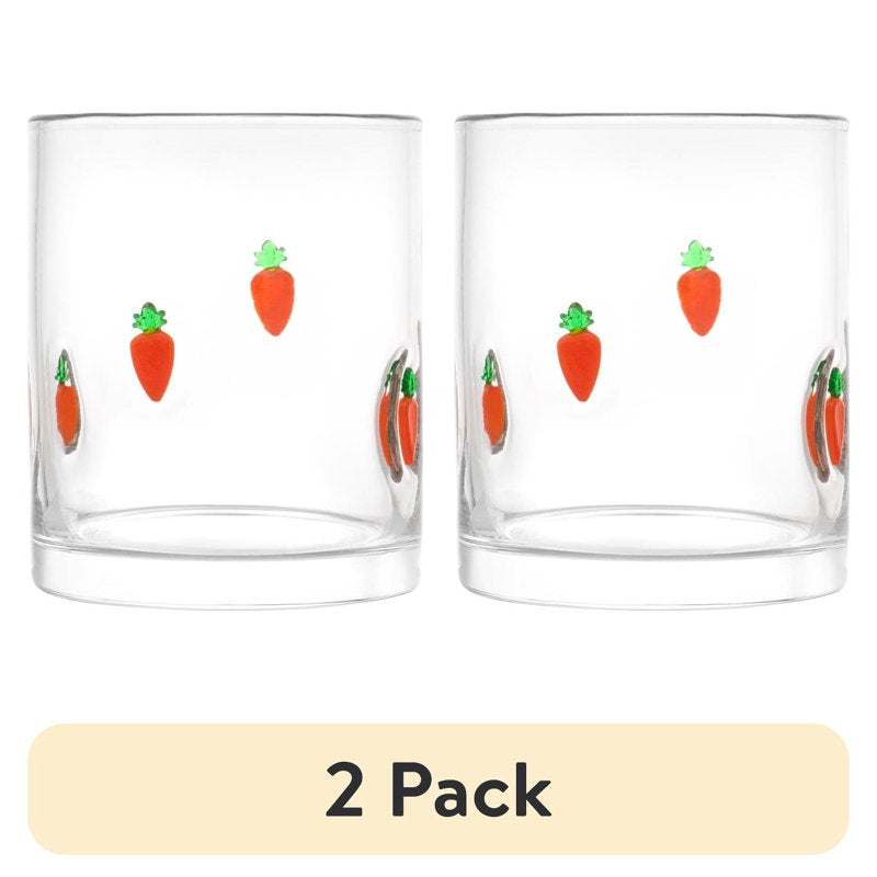 Easter Carrot Charm Drinking Glasses - 12 oz Set of 2