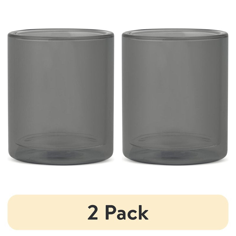 Double Wall Drinking Glasses - 13oz Black - 2 Pack