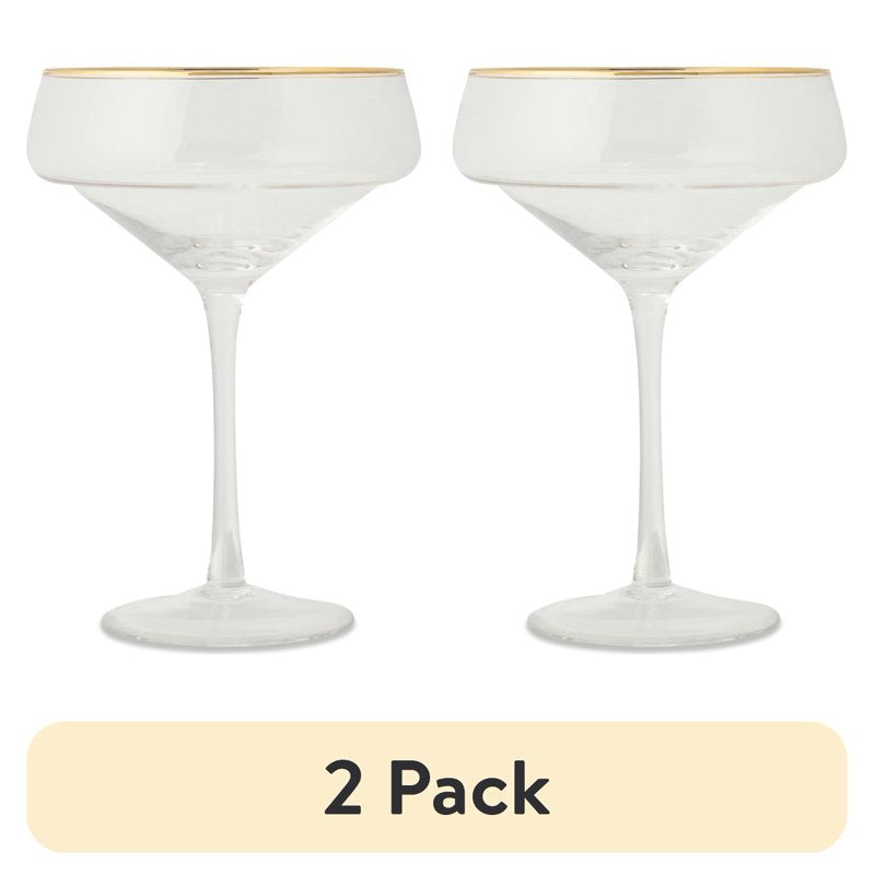 14 oz Coupe Cocktail Glass Set with Gold Rim - 2 Pack