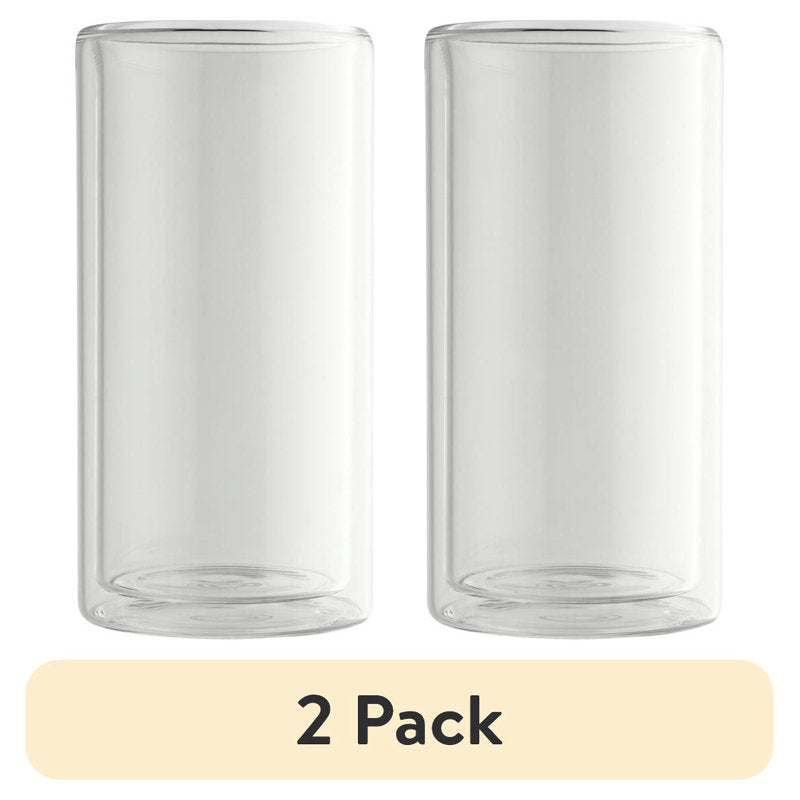 16 oz Double Wall Drinking Glass - 2 Pack