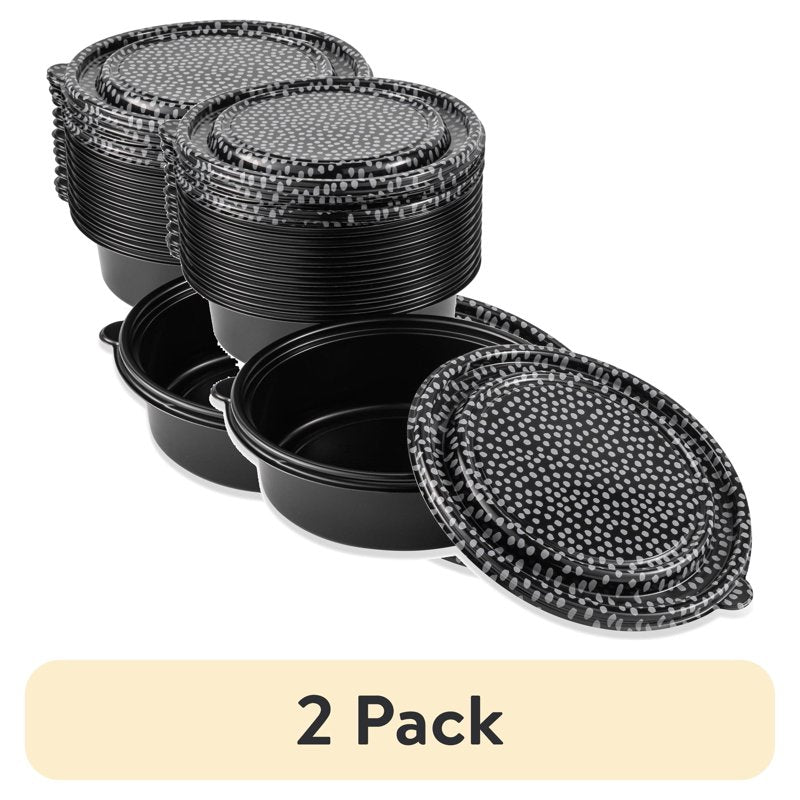 24-Piece Meal Prep Container Set - 2 Pack, Black