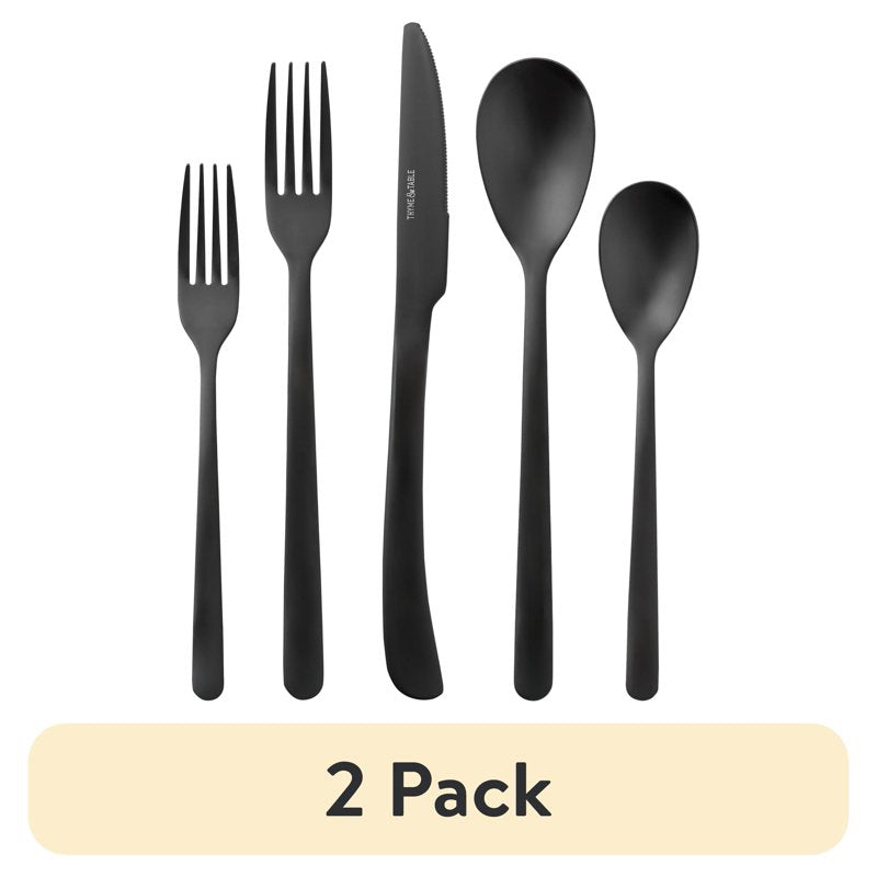 40-Piece Black Stainless Steel Flatware Set - 2 Pack, Service for 8