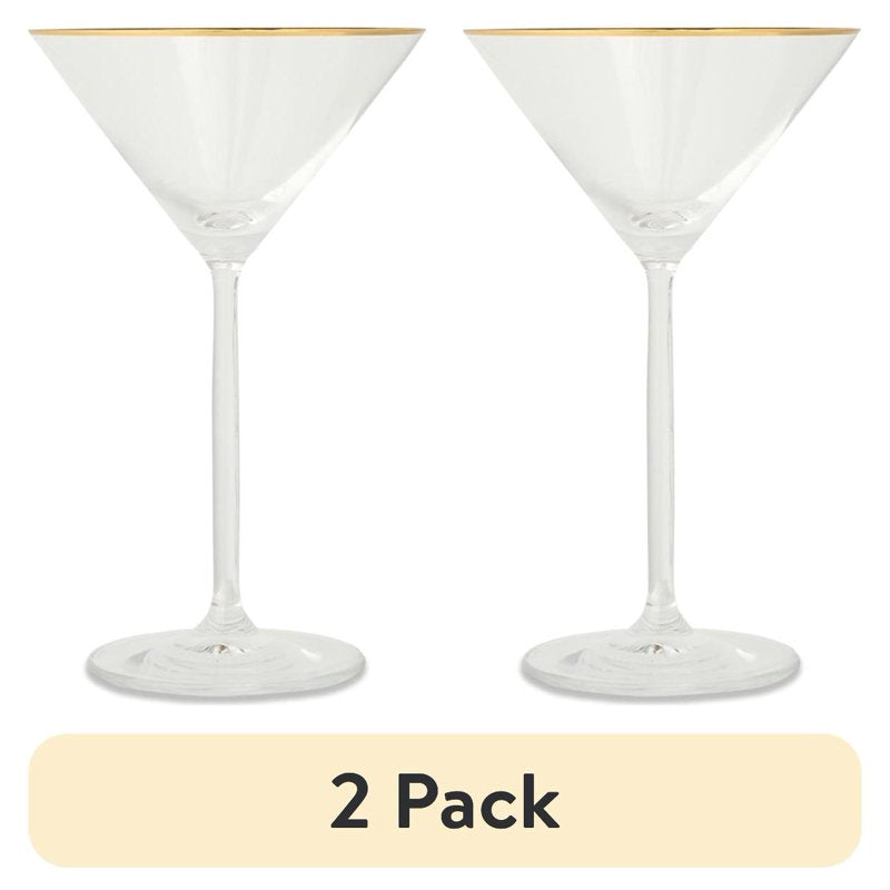 7 oz Martini Glasses with Gold Rim - 2 Pack