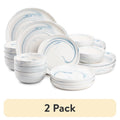 Blue Marble 12-Piece Ceramic Dinnerware Set - 2 Pack