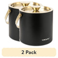 Stainless Steel Ice Bucket - 2 Pack with Gold Accents