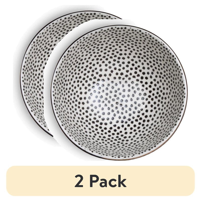 Dot Ceramic Bowls - Black & White, 2 Pack