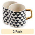 Stoneware Mug Set - Medallion Design, 2 Pack