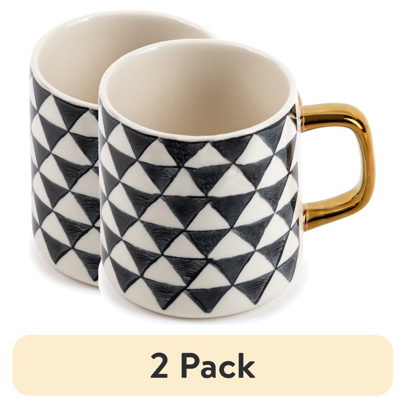 Stoneware Mug Set - Medallion Design, 2 Pack