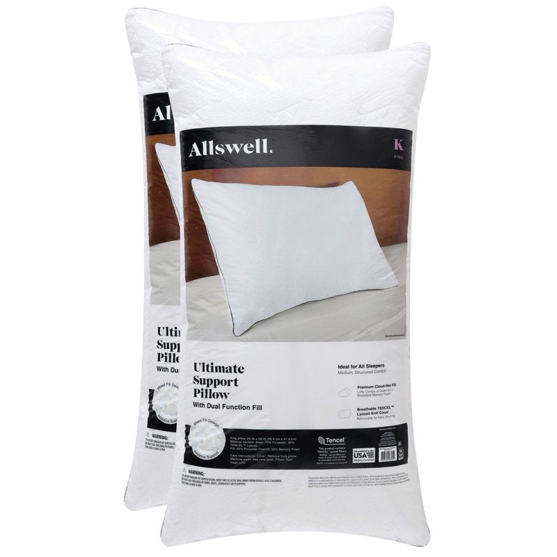 Allswell Ultimate Comfort Support Bed Pillows - King 2 Pack