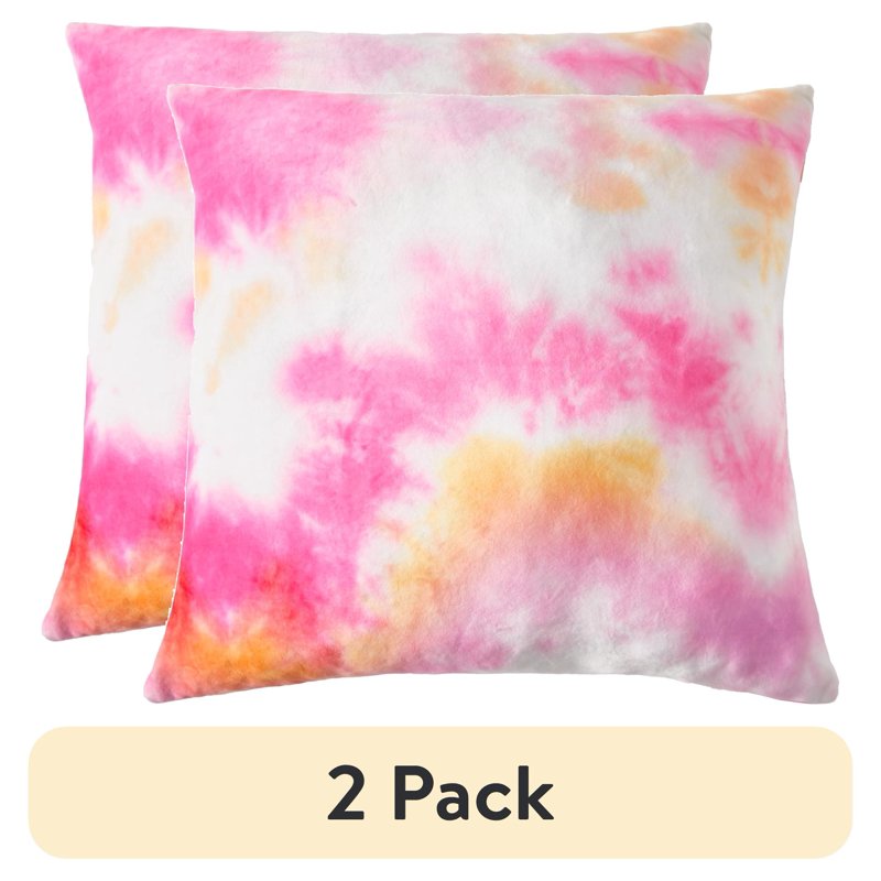 2 Pack 18x18 Tie Dye Squishy Decorative Throw Pillow - Vibrant Boho Style