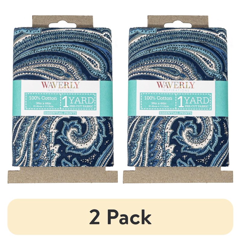 2 Pack Navy Paisley Cotton Fabric 1 Yard Precut for Quilting & Sewing