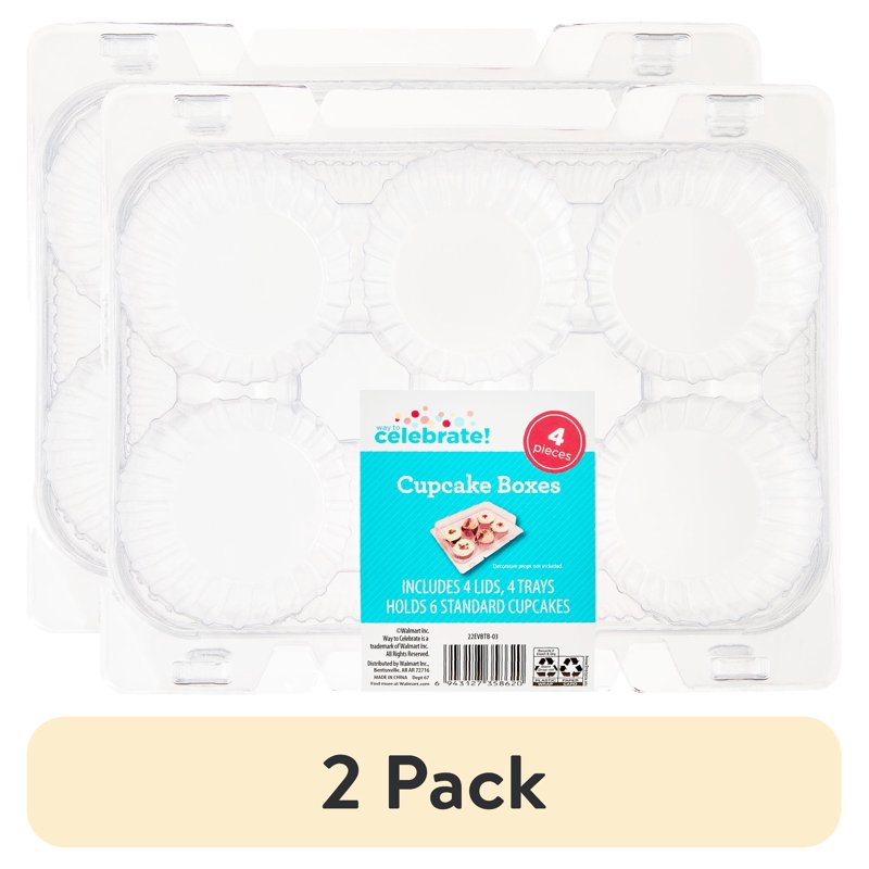 Clear Cupcake Boxes - 2 Pack of 4 Stackable Boxes