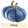 Blue Velvet Pumpkin Decorative Pillow Set - Fall Home Decor, 2 Pack