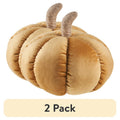(2 Pack) Velvet Pumpkin Decorations - Yellow, Fall Seasonal Decor