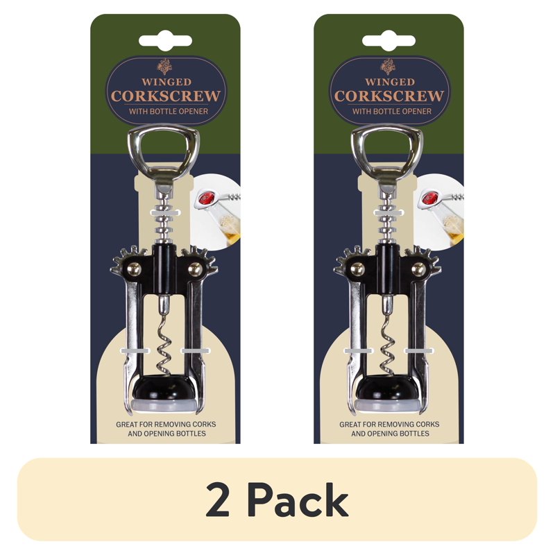 Winged Corkscrew with Bottle Opener - 2 Pack