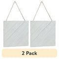 2 Pack Wood Plank Wall Decor 10x10 Inch White Wash Diagonal Plaque with Rope