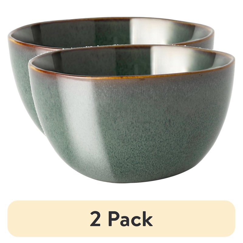 Reactive Ceramic Cereal Bowl - 2 Pack with Rustic Design