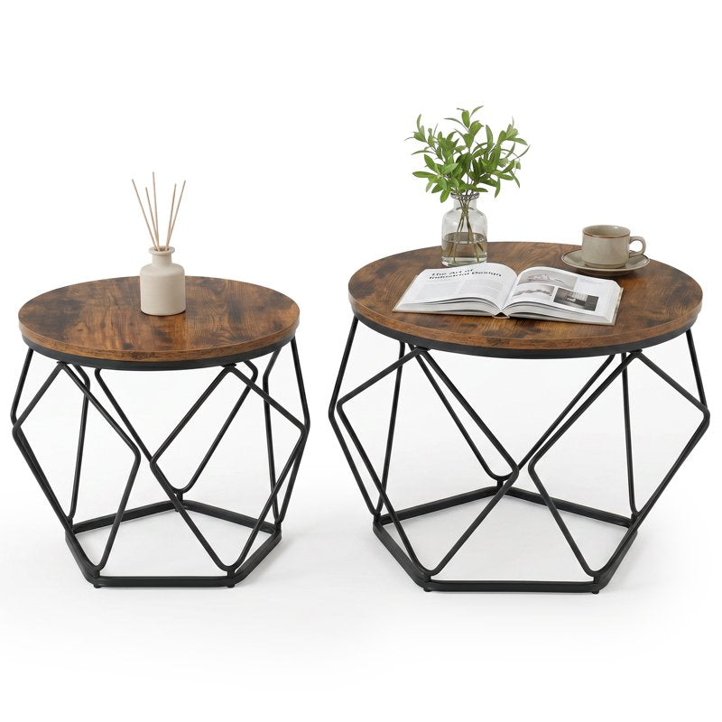 20-Inch Round Nesting Side Tables - Set of 2 Accent Tables