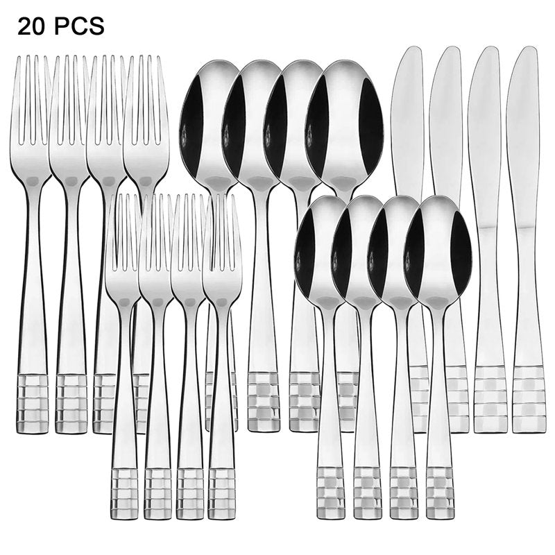 20-Piece Stainless Steel Flatware Set for 4 - Dishwasher Safe