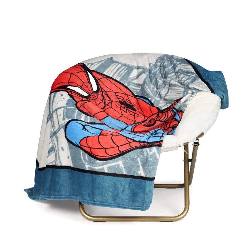 Kids Spider-Man Throw Blanket - Silk Touch Polyester, Navy, 62" x 90"