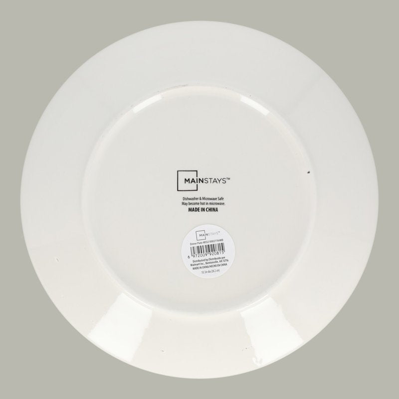 Glazed White Round Stoneware Dinner Plate - 10.3 in Off White