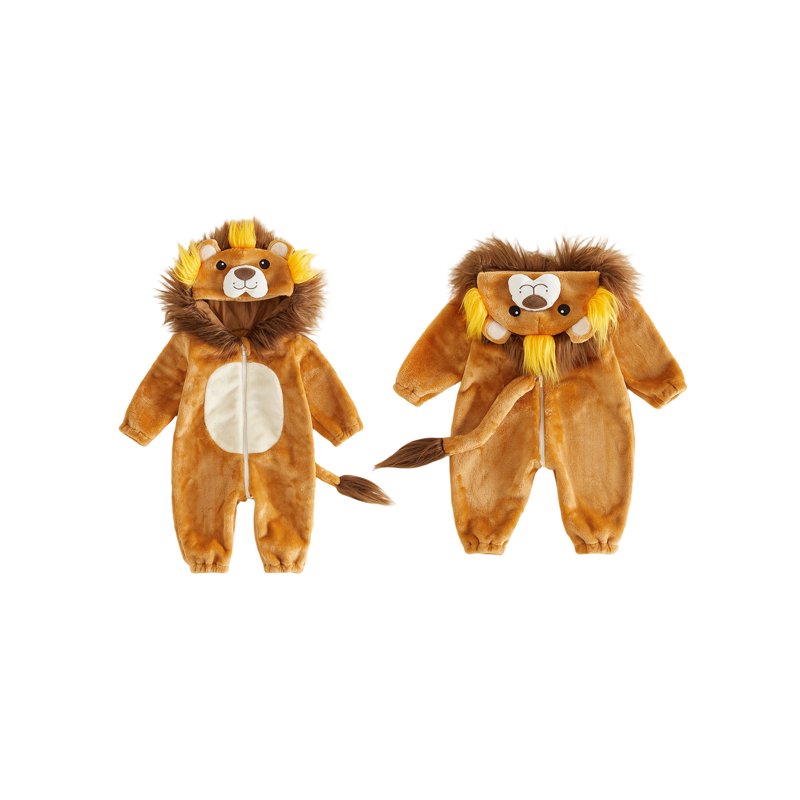 Toddler Baby Lion Costume Jumpsuit for 2-3 Years Khaki Halloween Animal Outfit