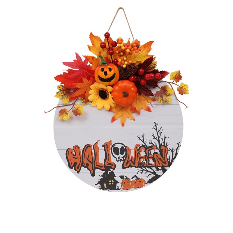 Halloween Wreath for Front Door - Artificial Autumn Decor, Indoor Outdoor, Variation A