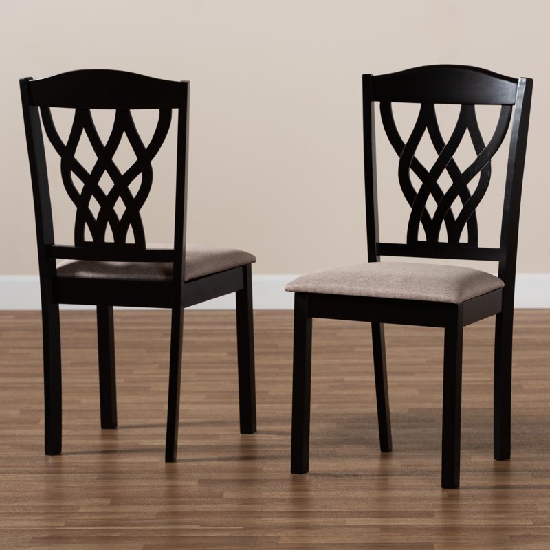 Modern Sand Fabric Upholstered Dining Chair Set - 2 Pieces