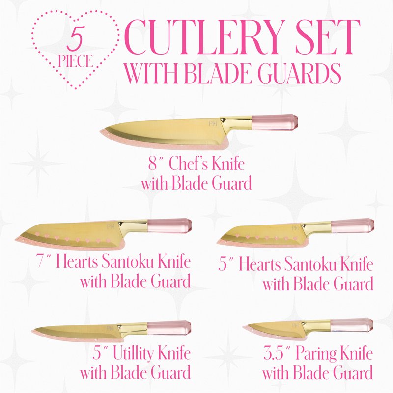10-Piece Cutlery Set with Titanium-Coated Blades & Blade Guards