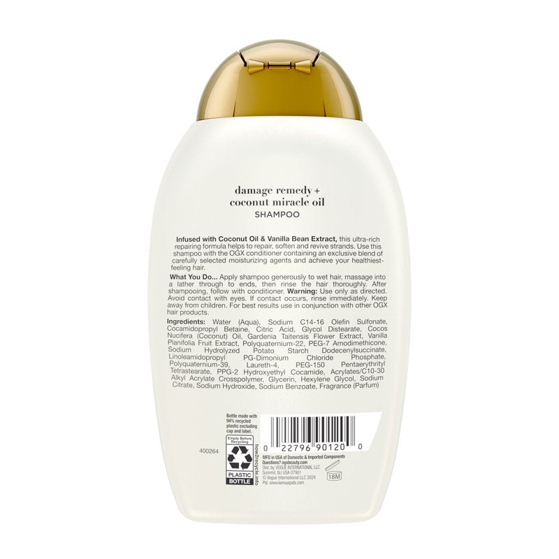 Coconut Oil Shampoo for Damaged Hair - Hydrating Repair & Frizz Control