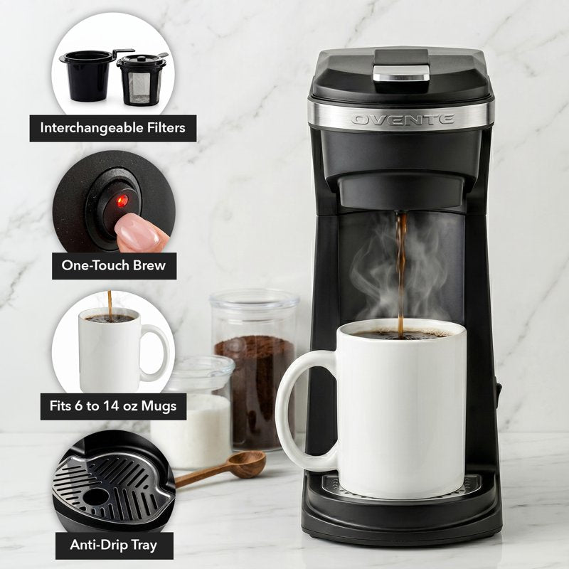 Single Serve Coffee Maker - Compact Brewing Machine for K-Cups & Grounds