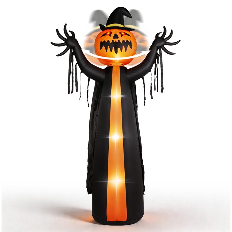 10 FT Halloween Inflatable Pumpkin with Turning Head Outdoor Decoration