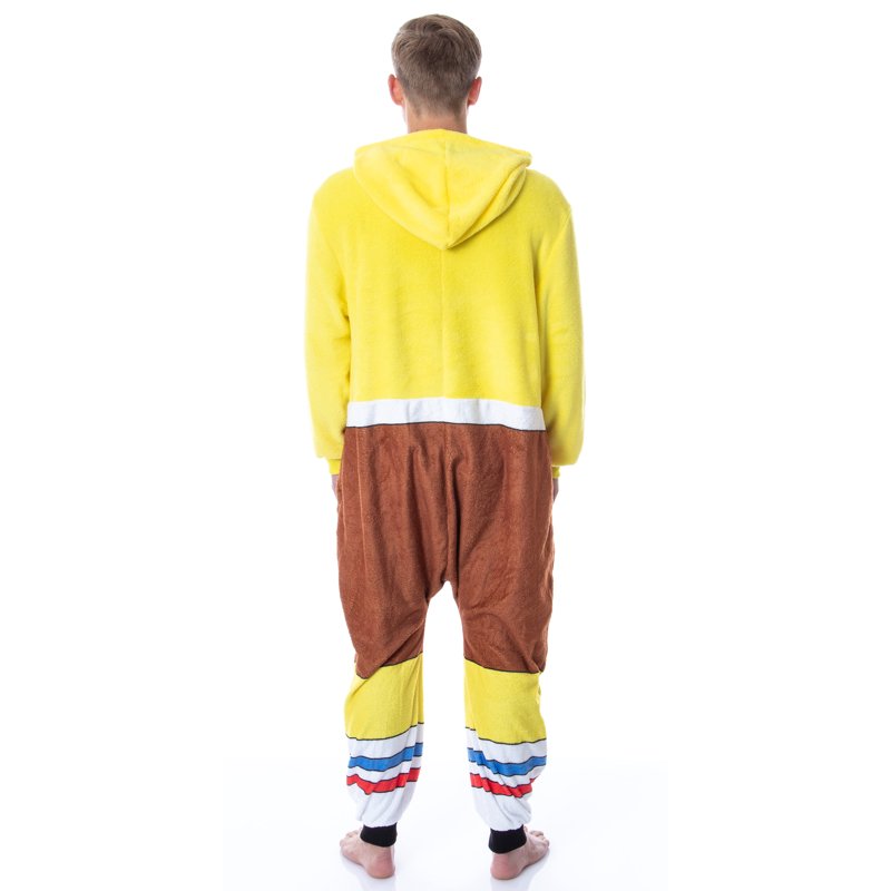 Men's SpongeBob SquarePants Hooded Union Suit Pajama Sleepwear - Multicolor 2X/3X