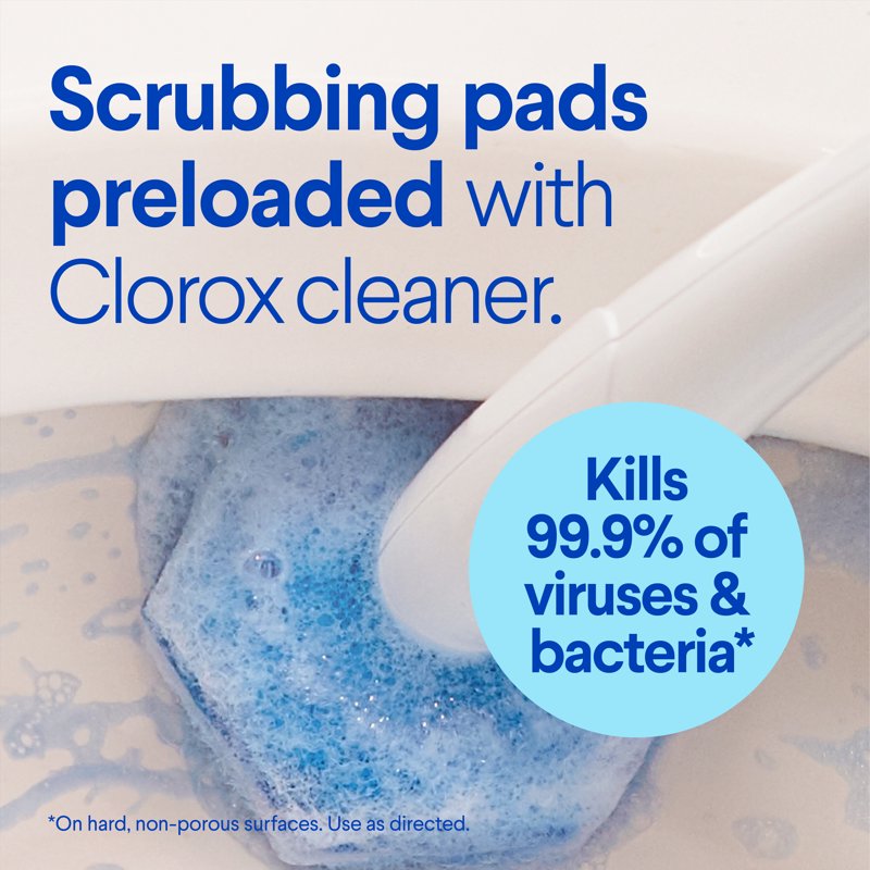 2 Pack ToiletWand Disinfecting Scrubbing Pads - Preloaded with Cleaner