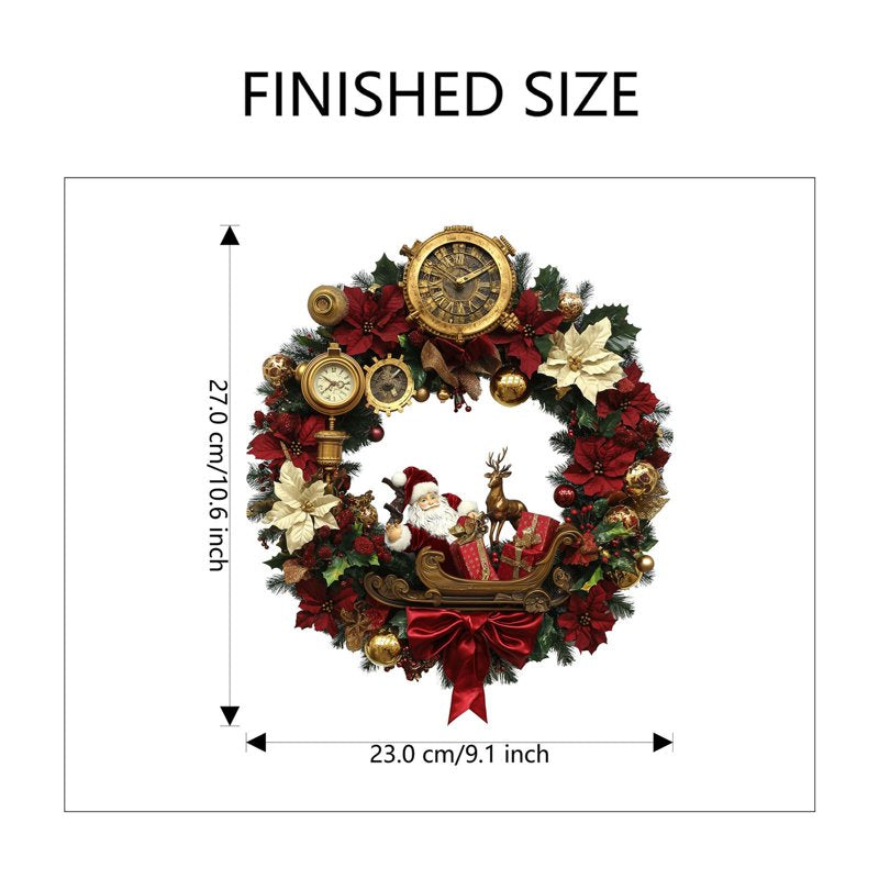 Christmas Stickers Set - Festive Wreath, Tree, Santa, Snowman - Red 5-D
