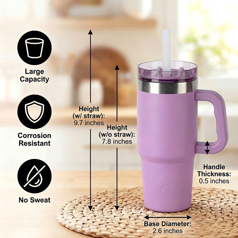 18 oz Stainless Steel Insulated Tumbler with Handle - Lilac
