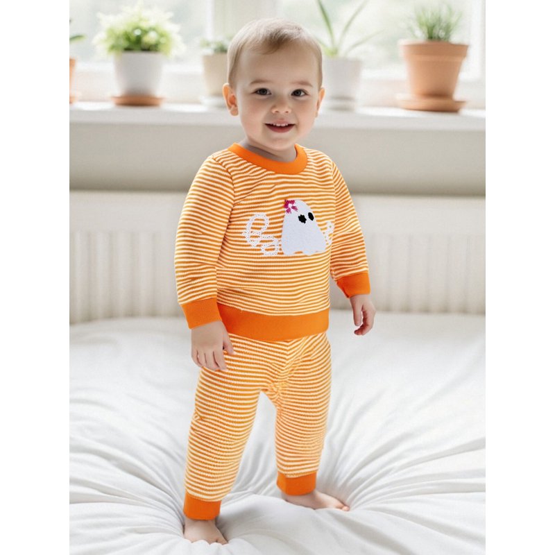 Baby Girl Halloween Outfits 2-Piece Striped T-Shirt and Pants Set - 0-6 Months Style 24